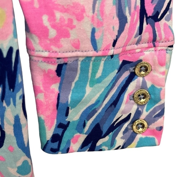 Lilly Pulitzer Davie Pink Blue Printed V-Neck Shift Dress Coastal Resortwear S - Picture 7 of 11